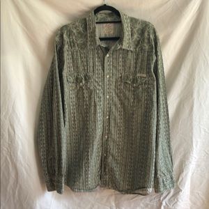 LUCKY BRAND green paisley long sleeve shirt